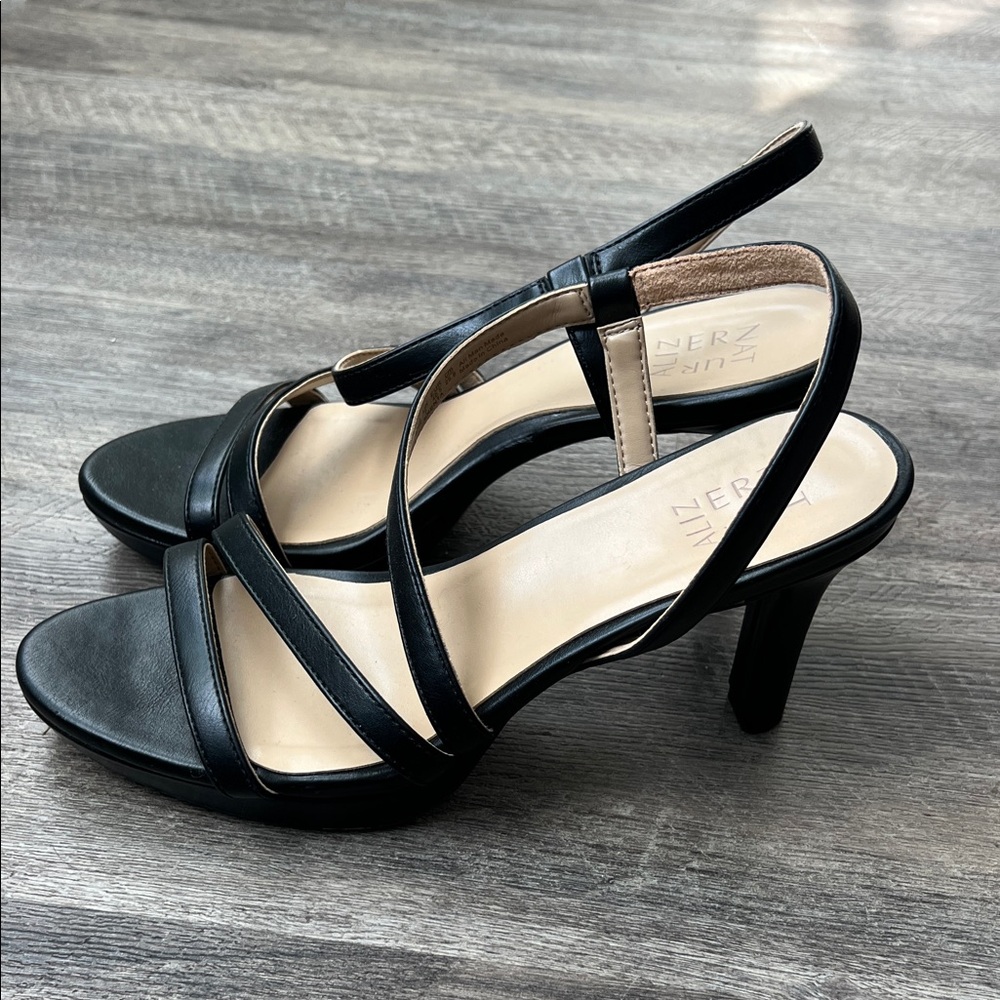 Naturalizer Black Strappy Mid-Heel Sandals, NWOB